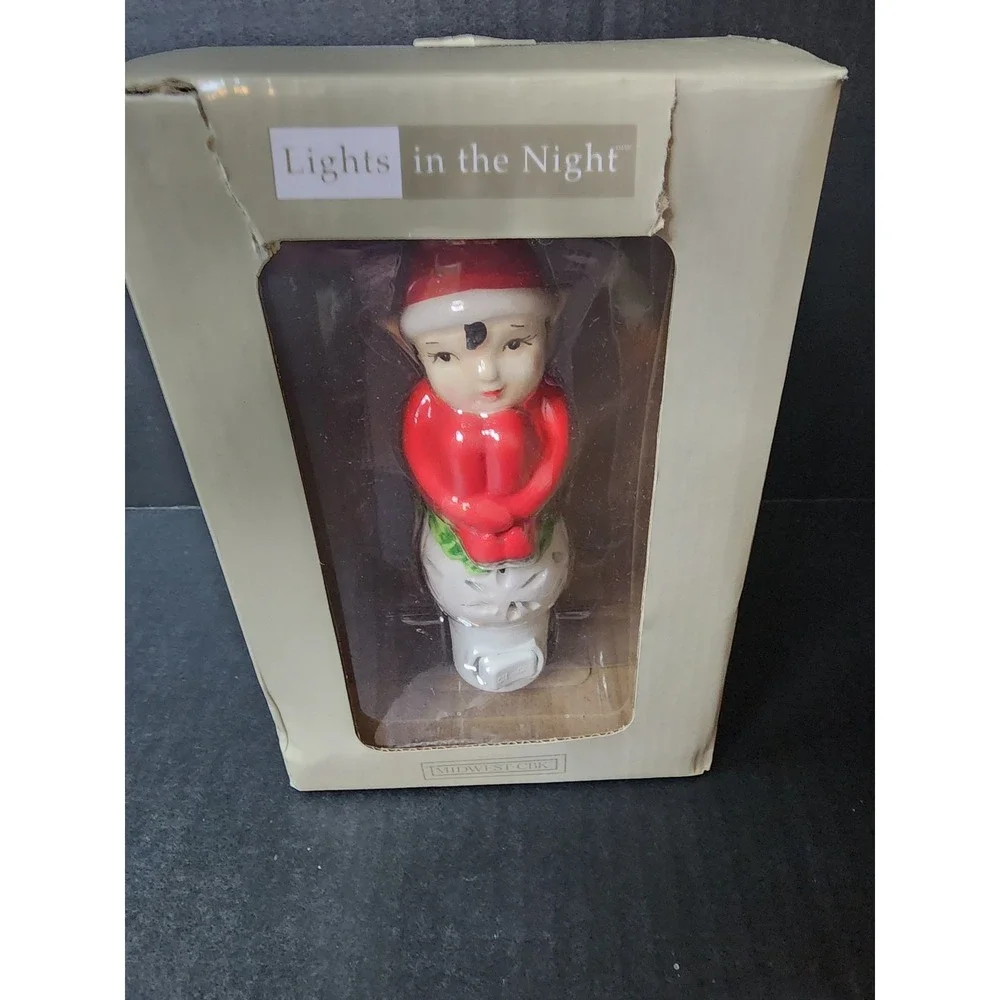 Elf Knee Hugger Christmas Night Light 6.7 Inch  Plug In *Open Box New*